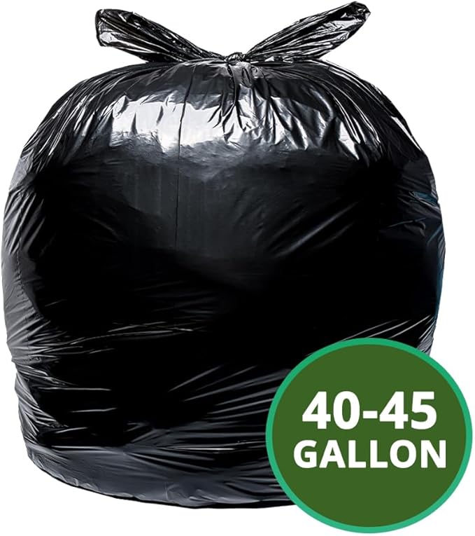 40-45 Gallon Heavy-Duty Trash Bags (100 Pack, Black)