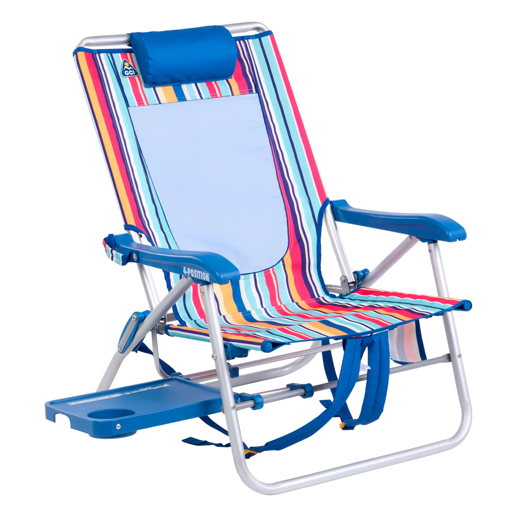 Ultra-Comfortable Big Surf with Slide Table - Camp Rocker Chair for Fishing & Beach Trips - Multi Stripe