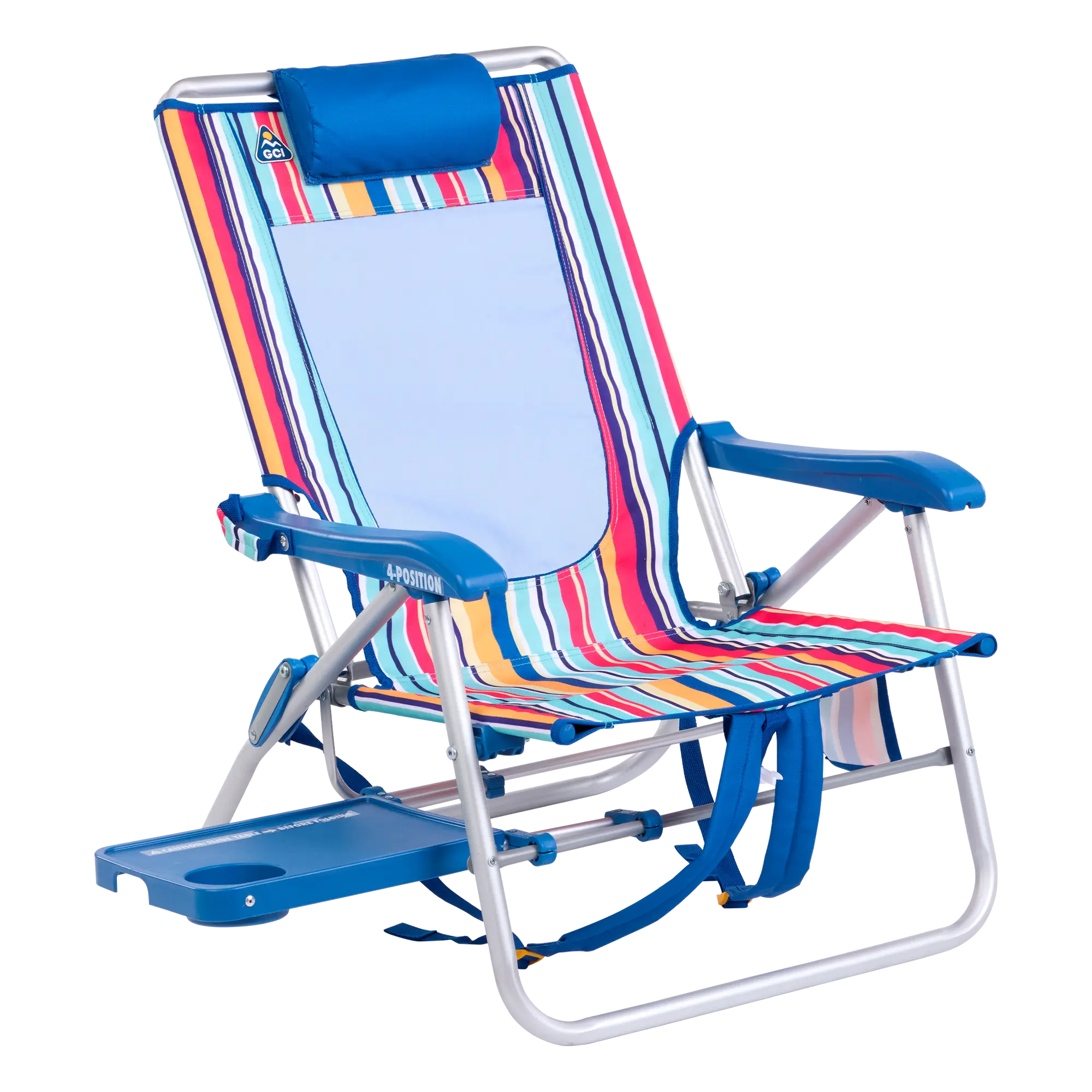 Ultra-Comfortable Big Surf with Slide Table - Camp Rocker Chair for Fishing & Beach Trips - Multi Stripe