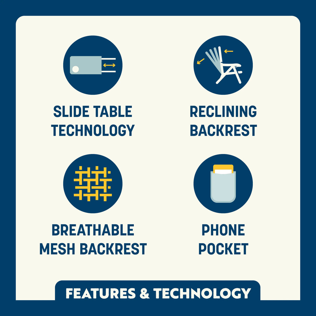 Ultra-Comfortable Big Surf with Slide Table - Camp Rocker Chair for Fishing & Beach Trips Detail