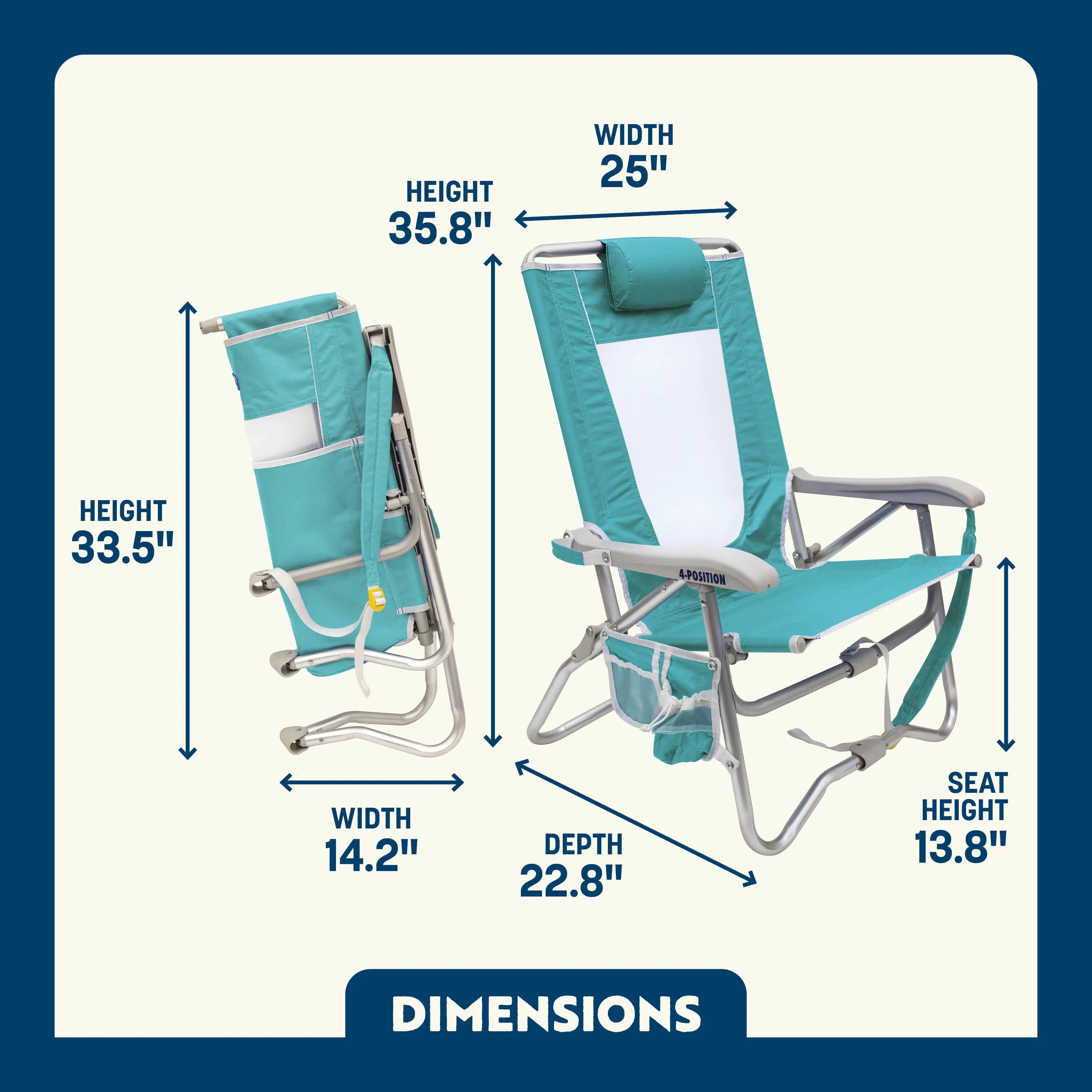 Ergonomic Portable Bi-Fold Beach Chair - Folding Rocking Chair - Perfect for Tailgating Detail