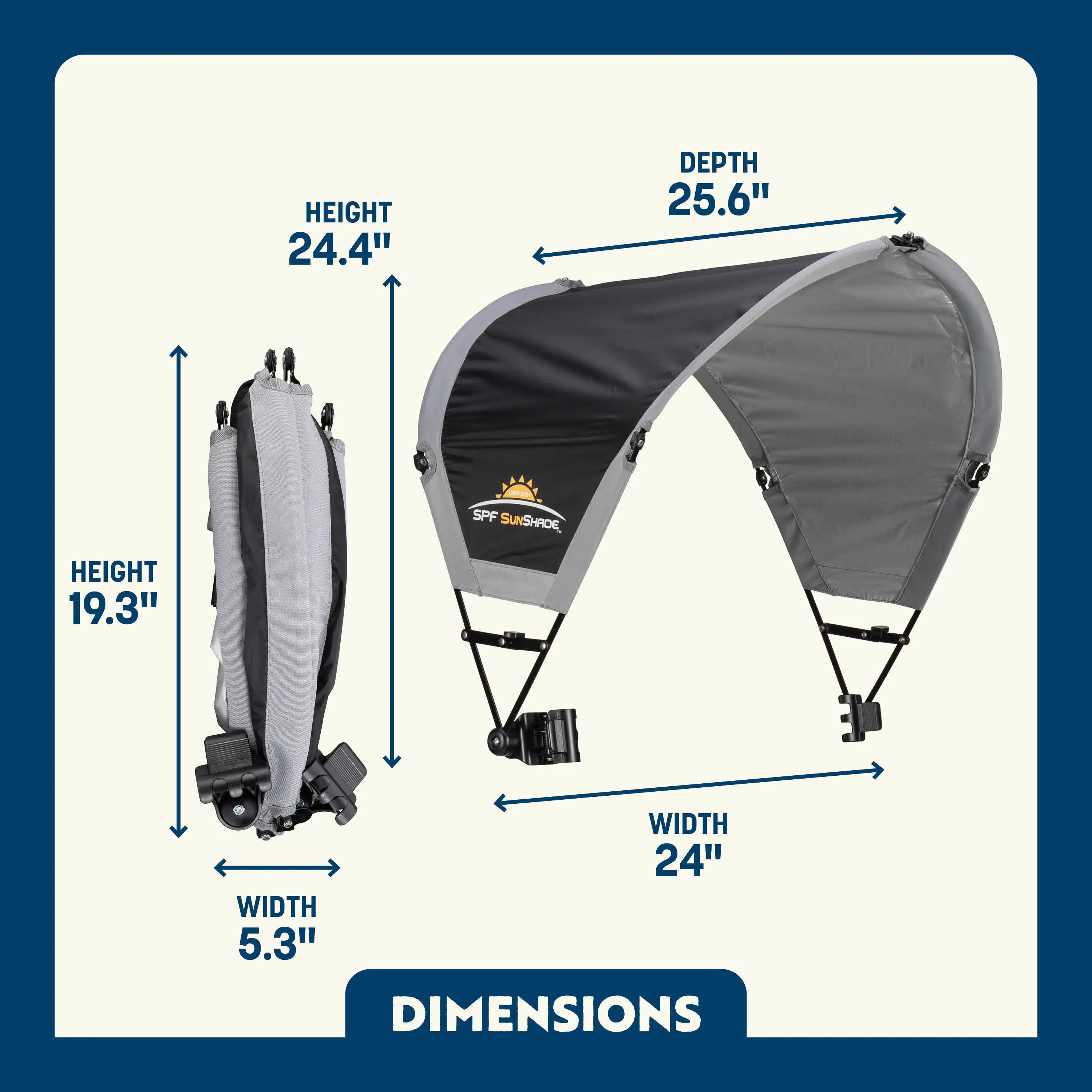Instant Pop-Up SunShade Accessory - Black - Portable Beach Canopy with Adjustable Shade Angle Detail
