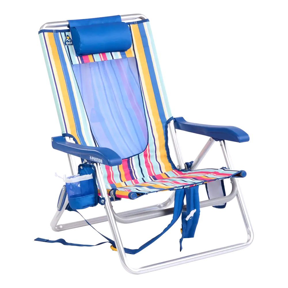 Ultra-Comfortable Backpack Beach Chair - Rocker Chair for Camping & Lawns - Multi Stripe