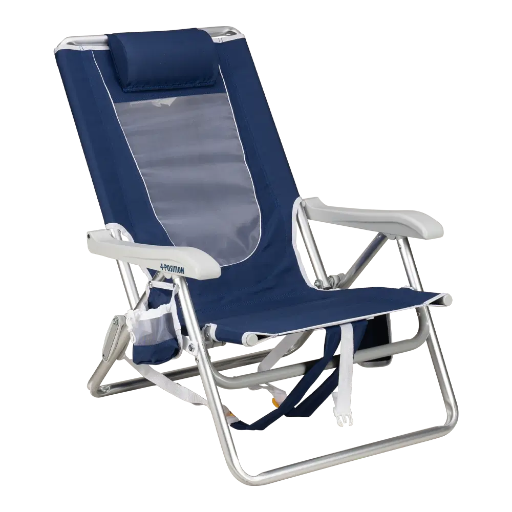 Ultra-Comfortable Backpack Beach Chair - Rocker Chair for Camping & Lawns - Nautical Blue