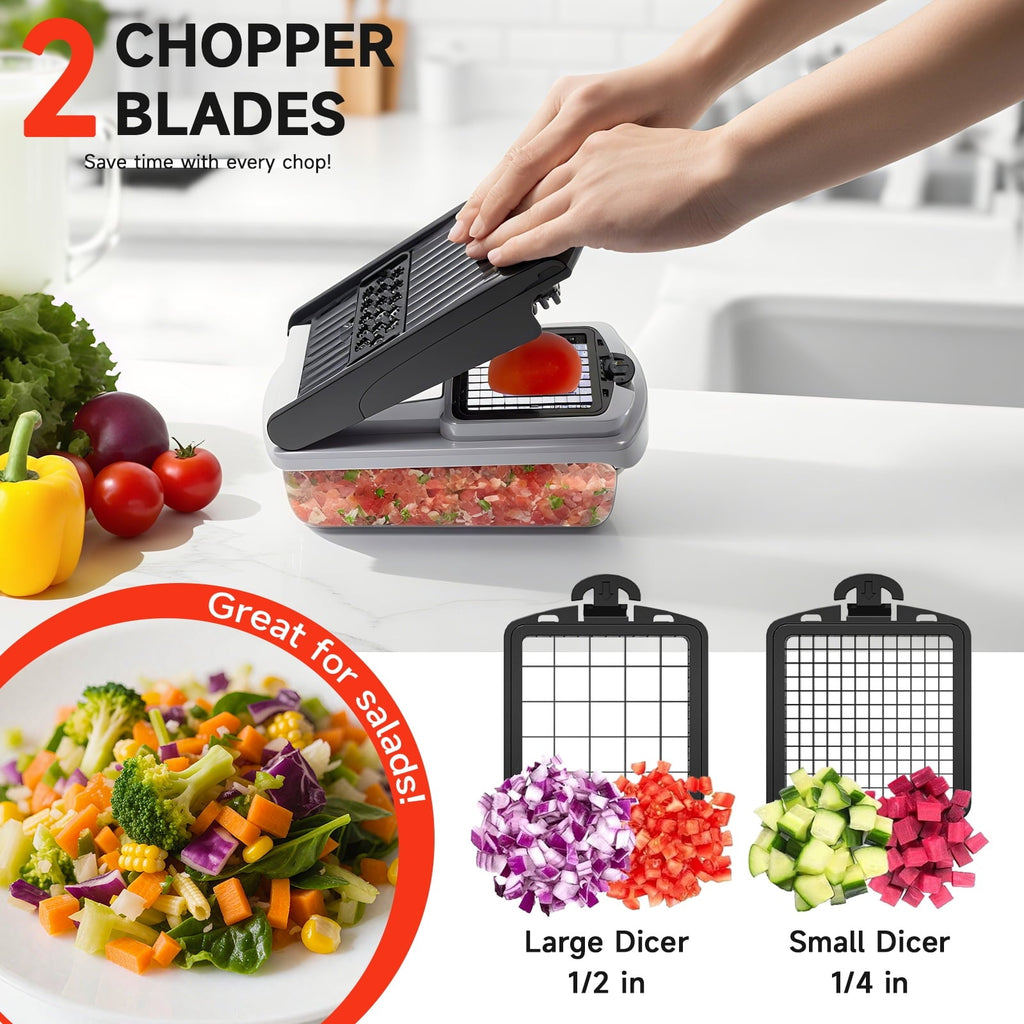 Multi-Functional Vegetable Chopper Food Slicer, 15 in 1 Multi-Function Food Chopper for Onion, Veggie, Cheese Grater, Vegetable... - Premium Stainless Steel Garlic Presser & Peeler Detail