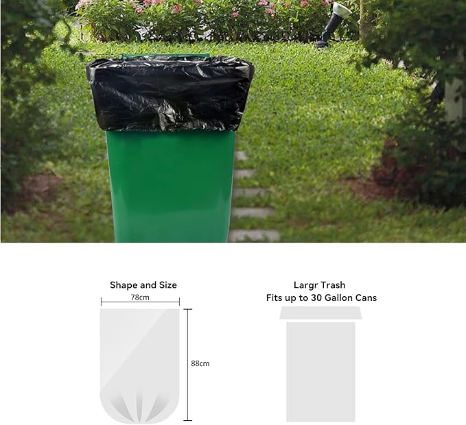 30 Gallon Heavy-Duty Trash Bags (10 Pack, Black)