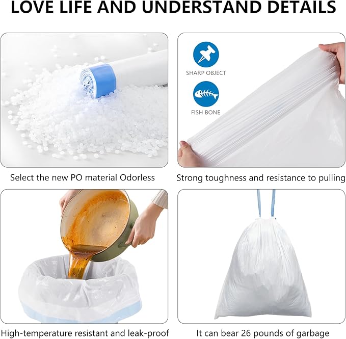 4 Gallon Small Trash Bags with Handles (400 Pack, Multi-Color)