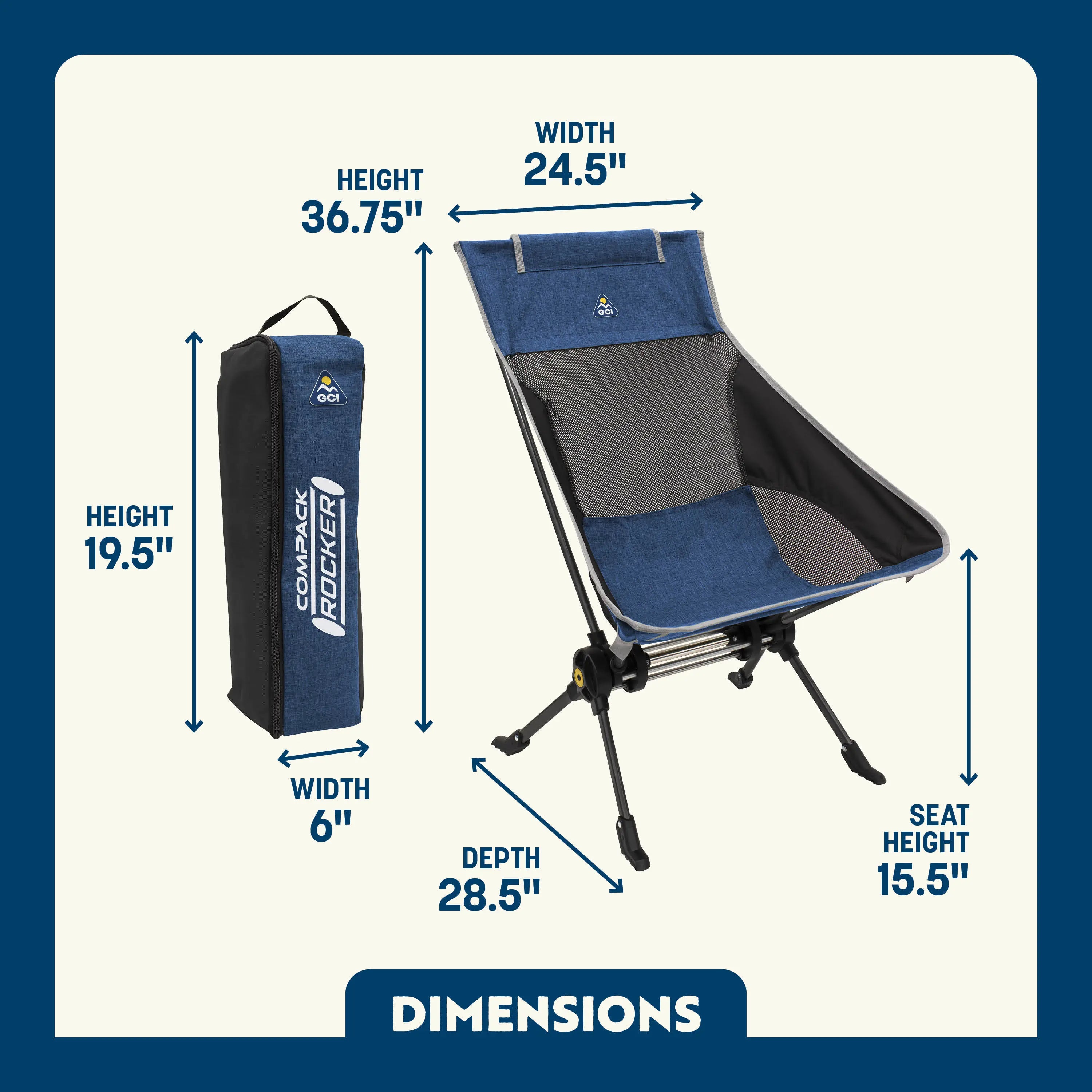 Ergonomic Portable ComPack Rocker - Outdoor Rocking Chairs with Dynamic Comfort Edge Detail