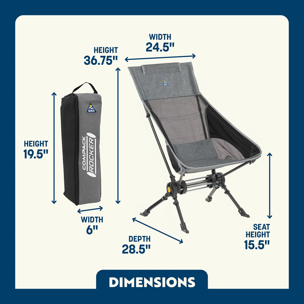Ergonomic Portable ComPack Rocker - Outdoor Rocking Chairs with Dynamic Comfort Edge Detail