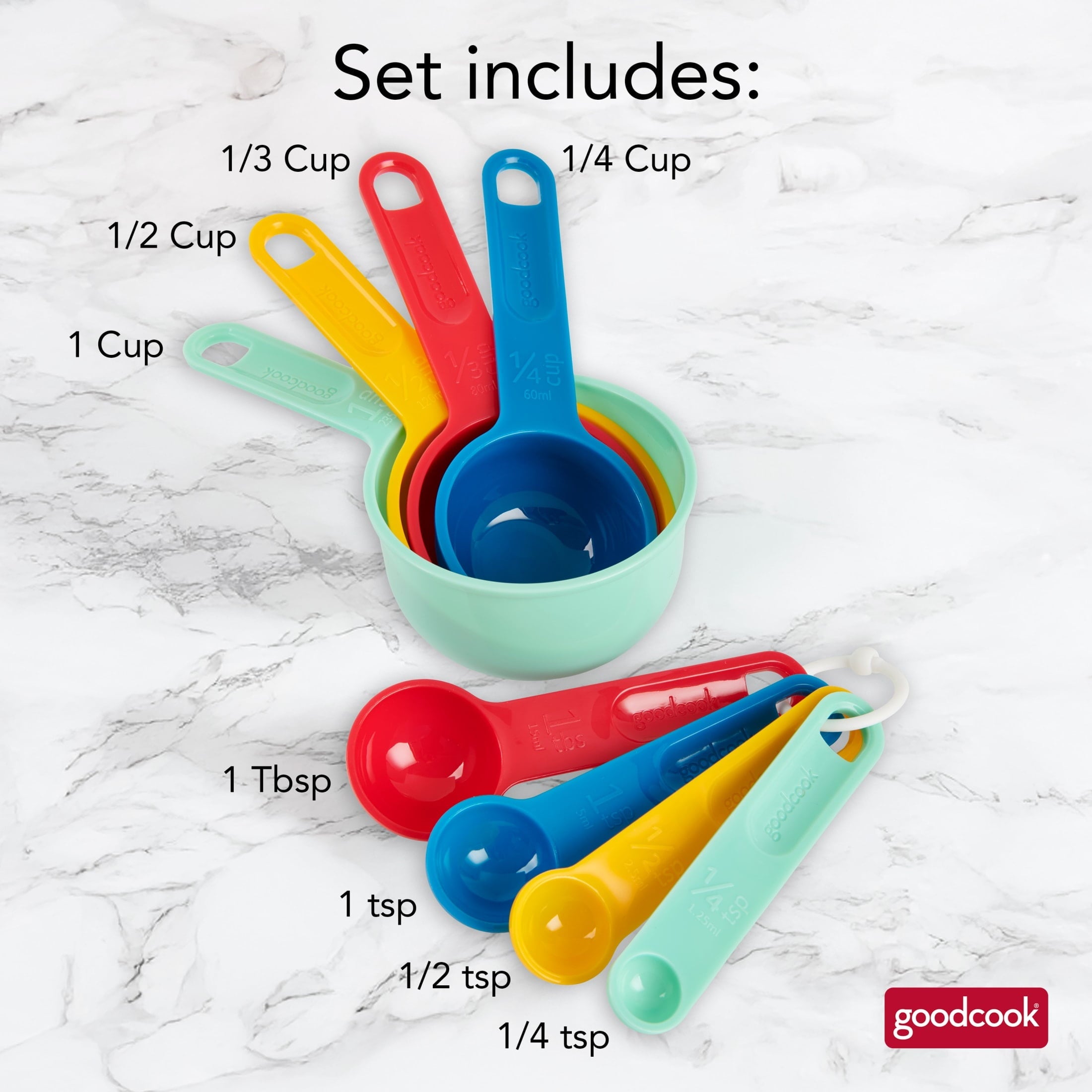 Innovative Measuring Cups And Spoons, Set Of 8 Nesting With Storage Ring - Premium Stainless Steel Garlic Presser & Peeler Detail