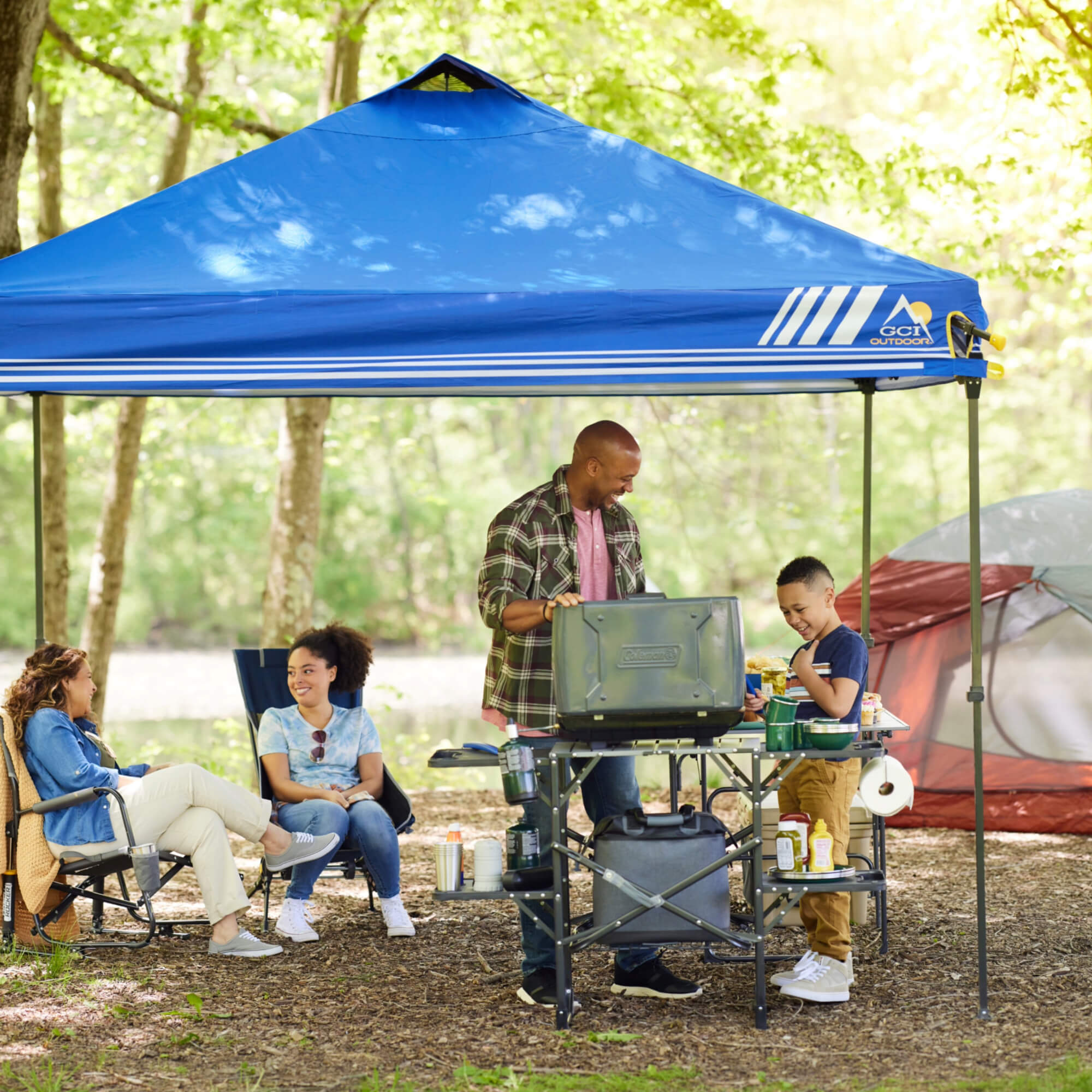 Compact Slim-Fold Cook Station - Portable Camp Kitchen Table Counter Detail