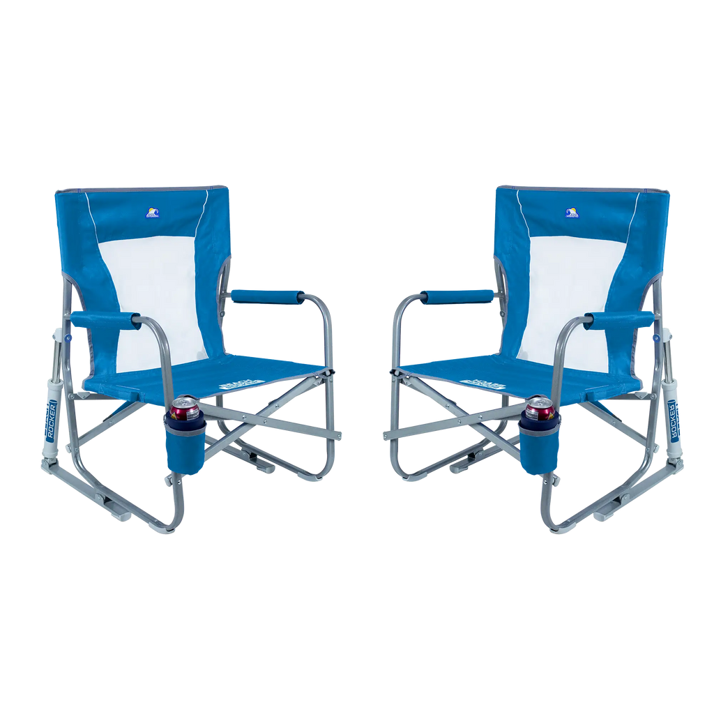 Ultra-Comfortable Beach Rocker Bundle - Folding Rocking Chair - Perfect for Tailgating - Saybrook Blue