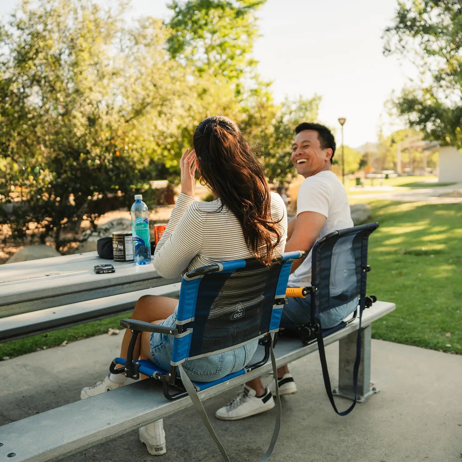 Premium All-Weather Big Comfort Stadium Chair with Armrests - Camp Rocker Chair for Fishing & Beach Trips Detail