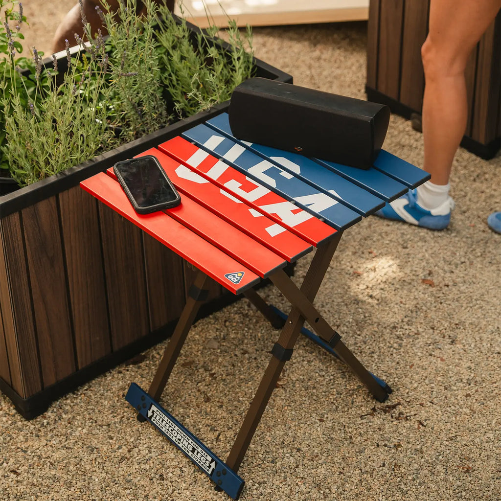Portable Outdoor Compact Camp Table 20 - USA Anniversary Deluxe - Outdoor Cook Station for Tailgating & BBQ Detail