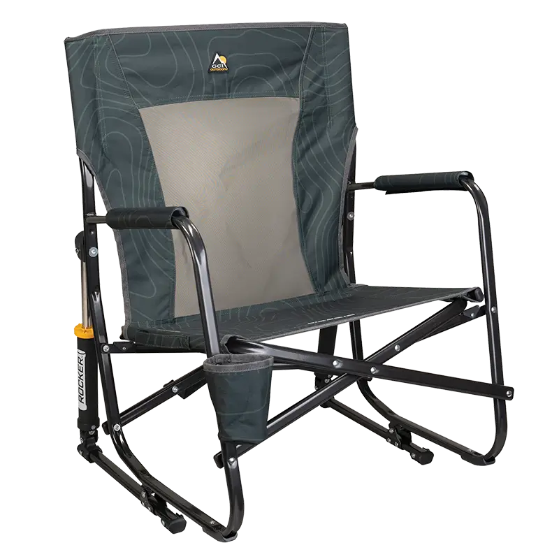 Premium All-Weather FirePit Rocker - Rocker Chair for Camping & Lawns - Hunter Topo