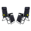 Premium All-Weather Freeform Zero Gravity Lounger Bundle - Camp Rocker Chair for Fishing & Beach Trips - Black