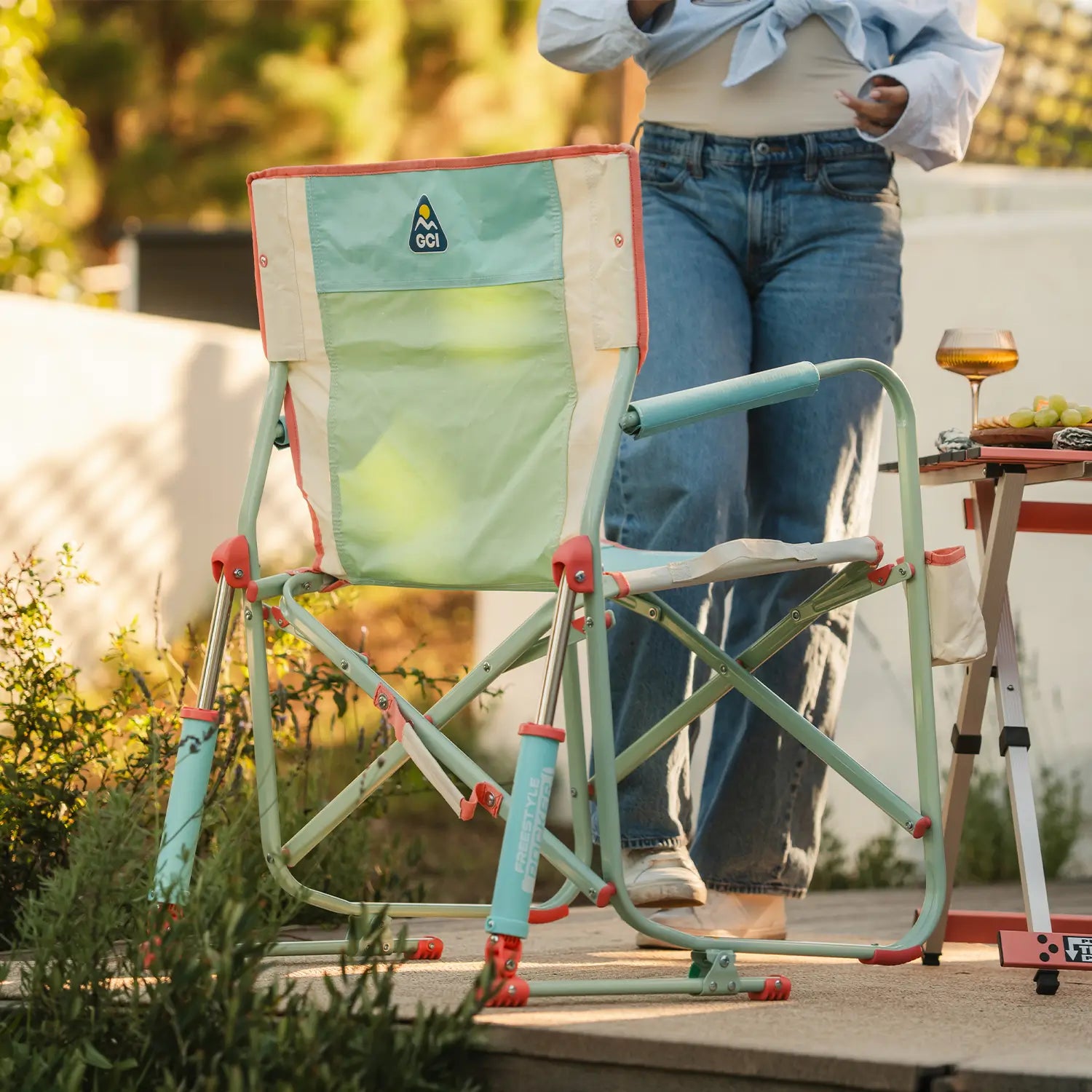 Ergonomic Portable Freestyle Rocker - Folding Rocking Chair - Perfect for Tailgating Detail