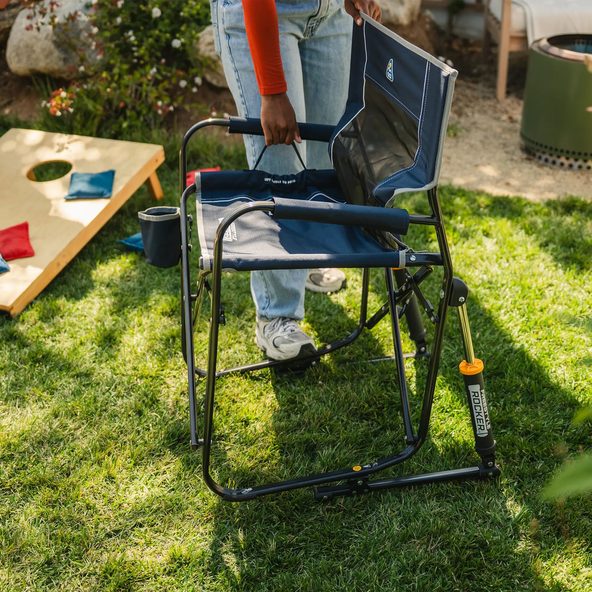 Ergonomic Portable Freestyle Rocker - Folding Rocking Chair - Perfect for Tailgating Detail