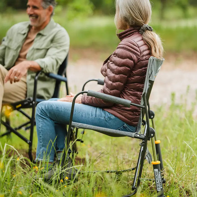 Foldable Freestyle Rocker with Side Table - Camp Rocker Chair for Fishing & Beach Trips Detail