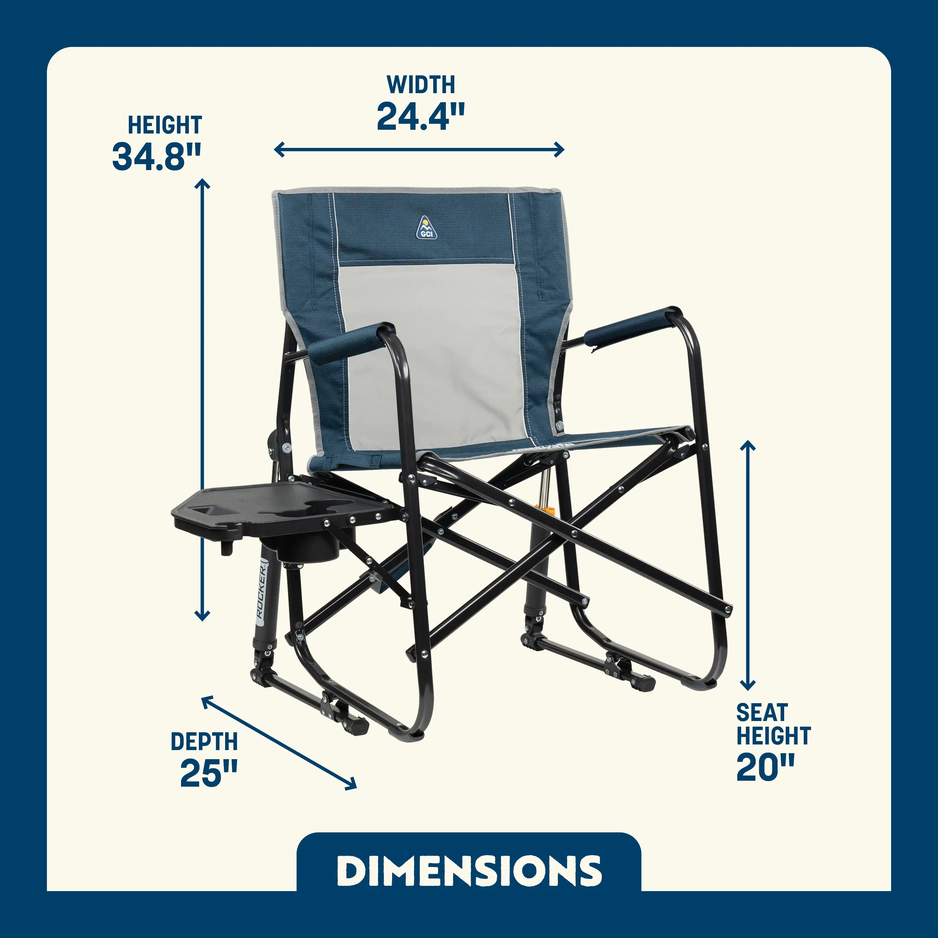 Foldable Freestyle Rocker with Side Table - Camp Rocker Chair for Fishing & Beach Trips Detail