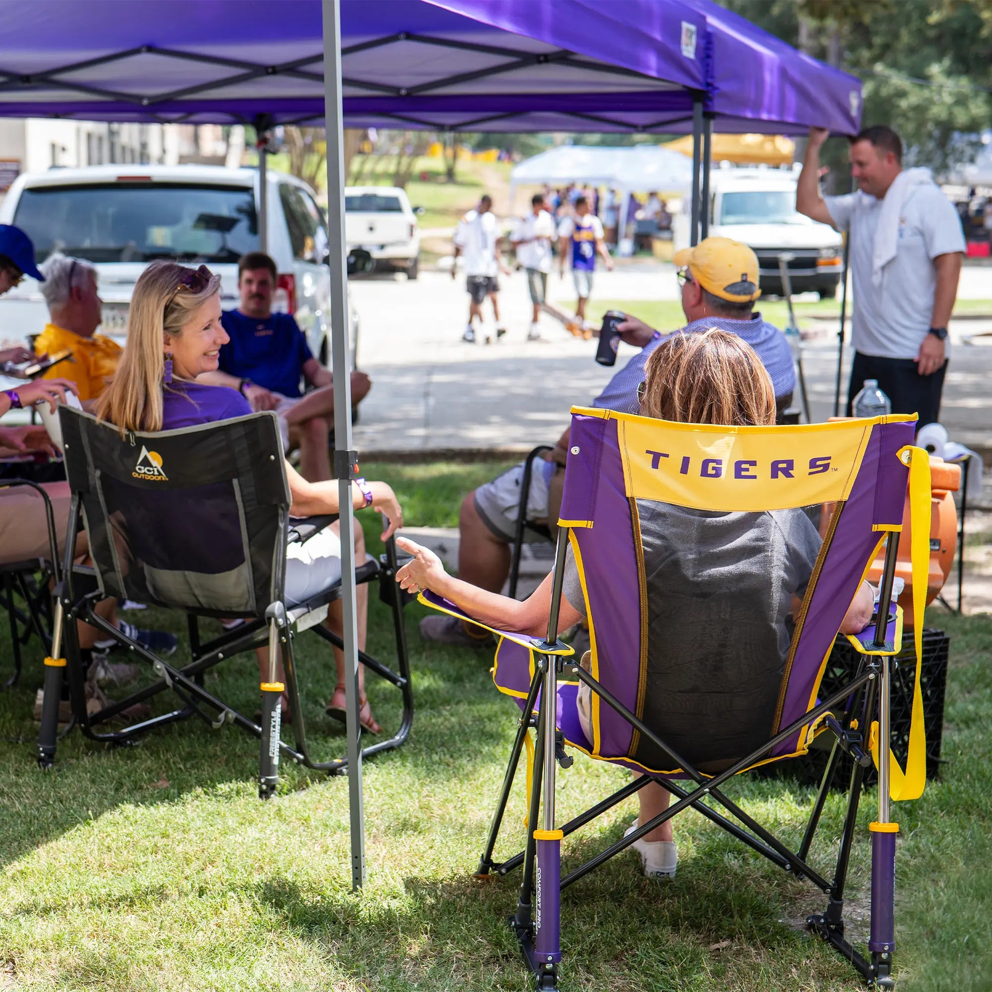 Premium All-Weather Comfort Pro Rocker - LSU Tigers - Folding Rocking Chair - Perfect for Tailgating Detail