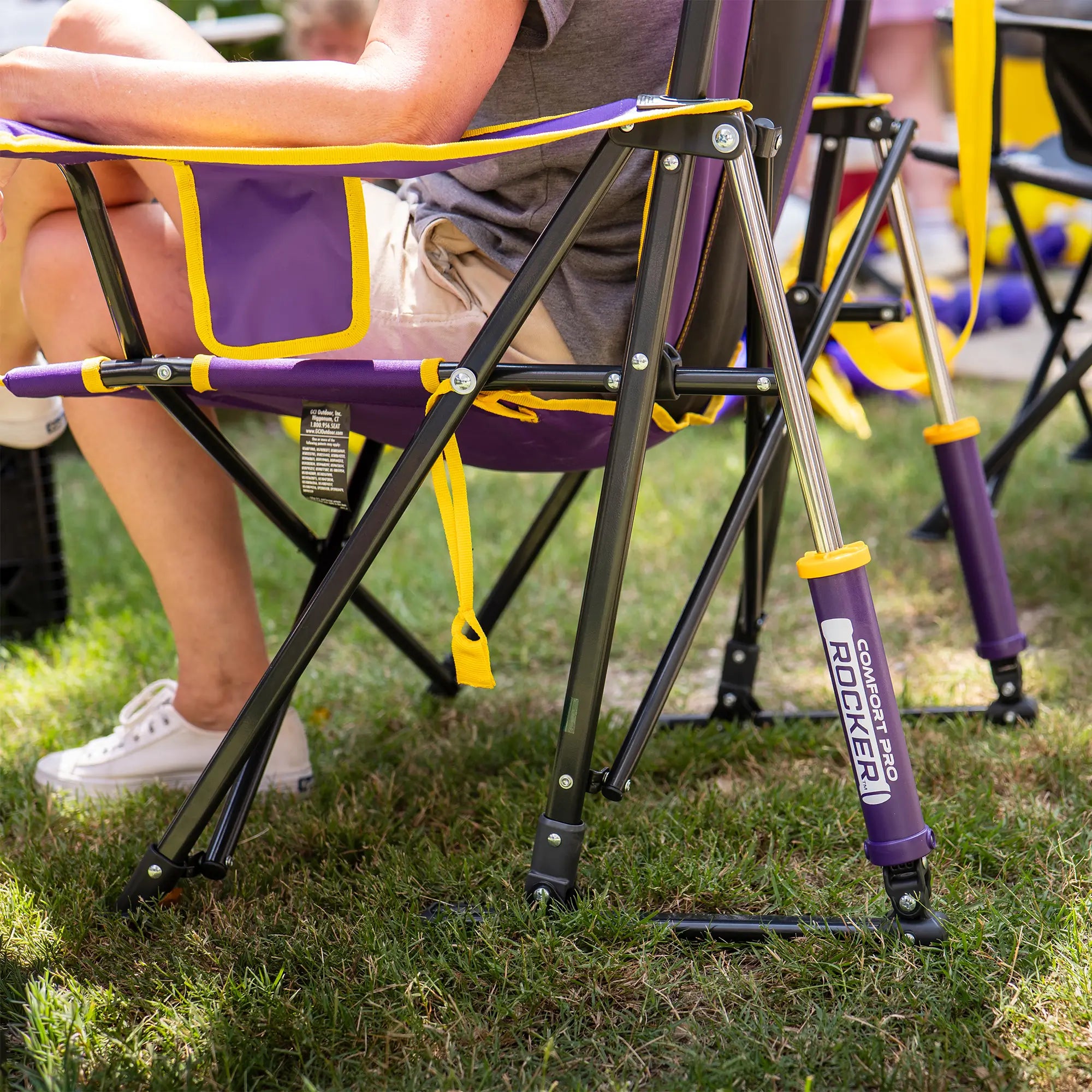 Premium All-Weather Comfort Pro Rocker - LSU Tigers - Folding Rocking Chair - Perfect for Tailgating Detail