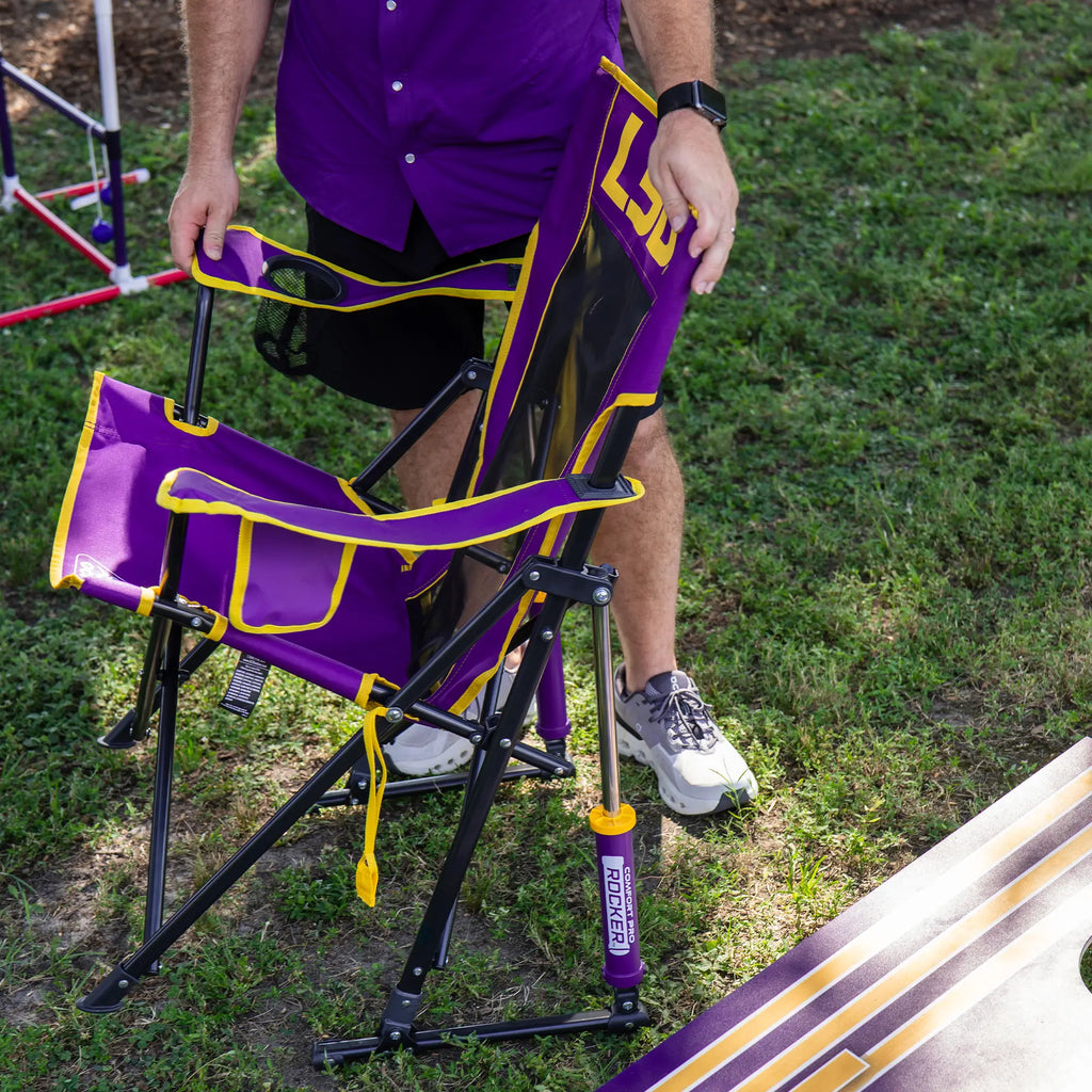 Premium All-Weather Comfort Pro Rocker - LSU Tigers - Folding Rocking Chair - Perfect for Tailgating Detail