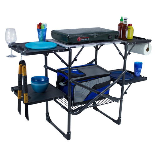 Compact Slim-Fold Cook Station - Portable Camp Kitchen Table Counter Detail