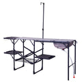Heavy Duty Master Cook Station - Folding Camping Table with Storage Shelves - Default Title