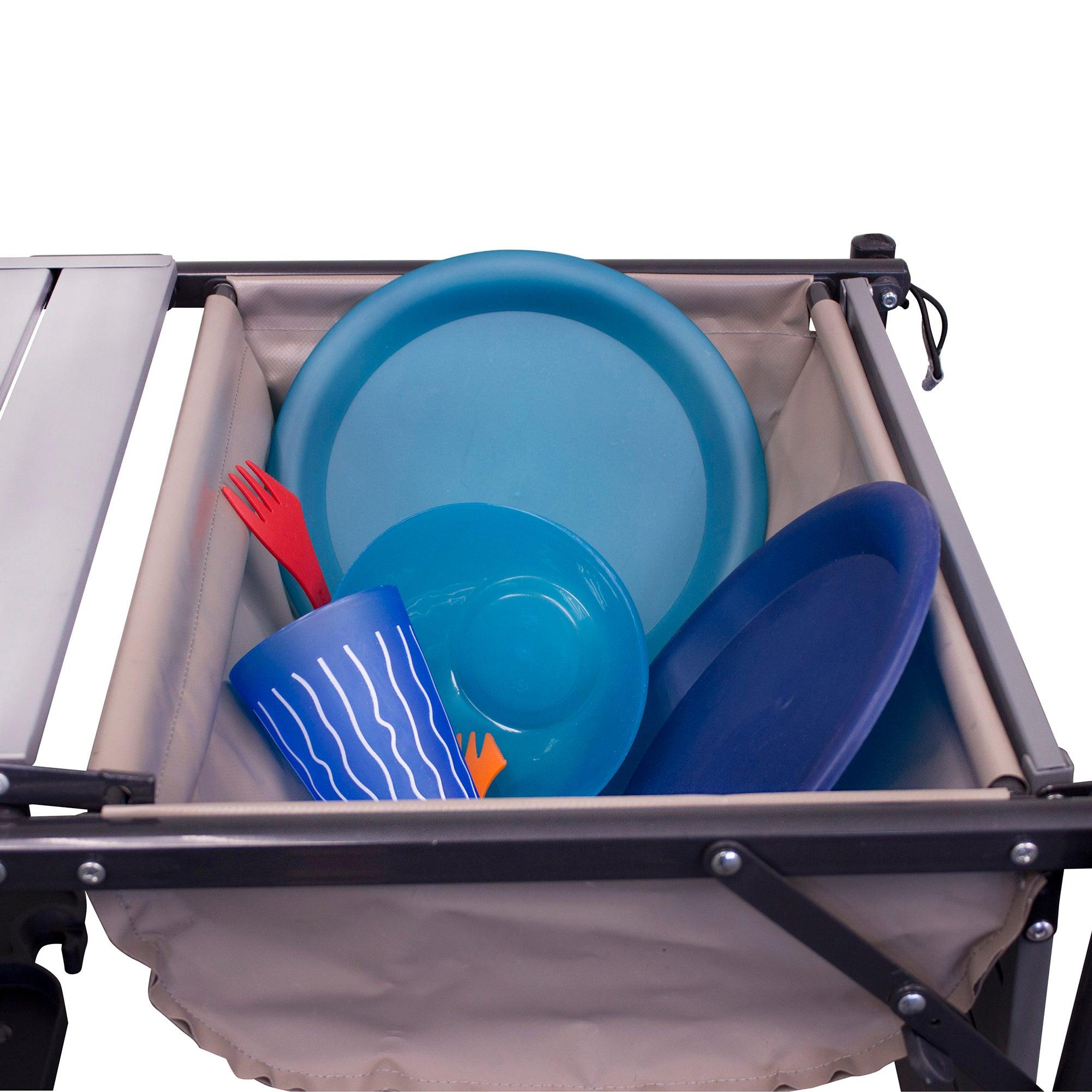 Heavy Duty Master Cook Station - Folding Camping Table with Storage Shelves Detail