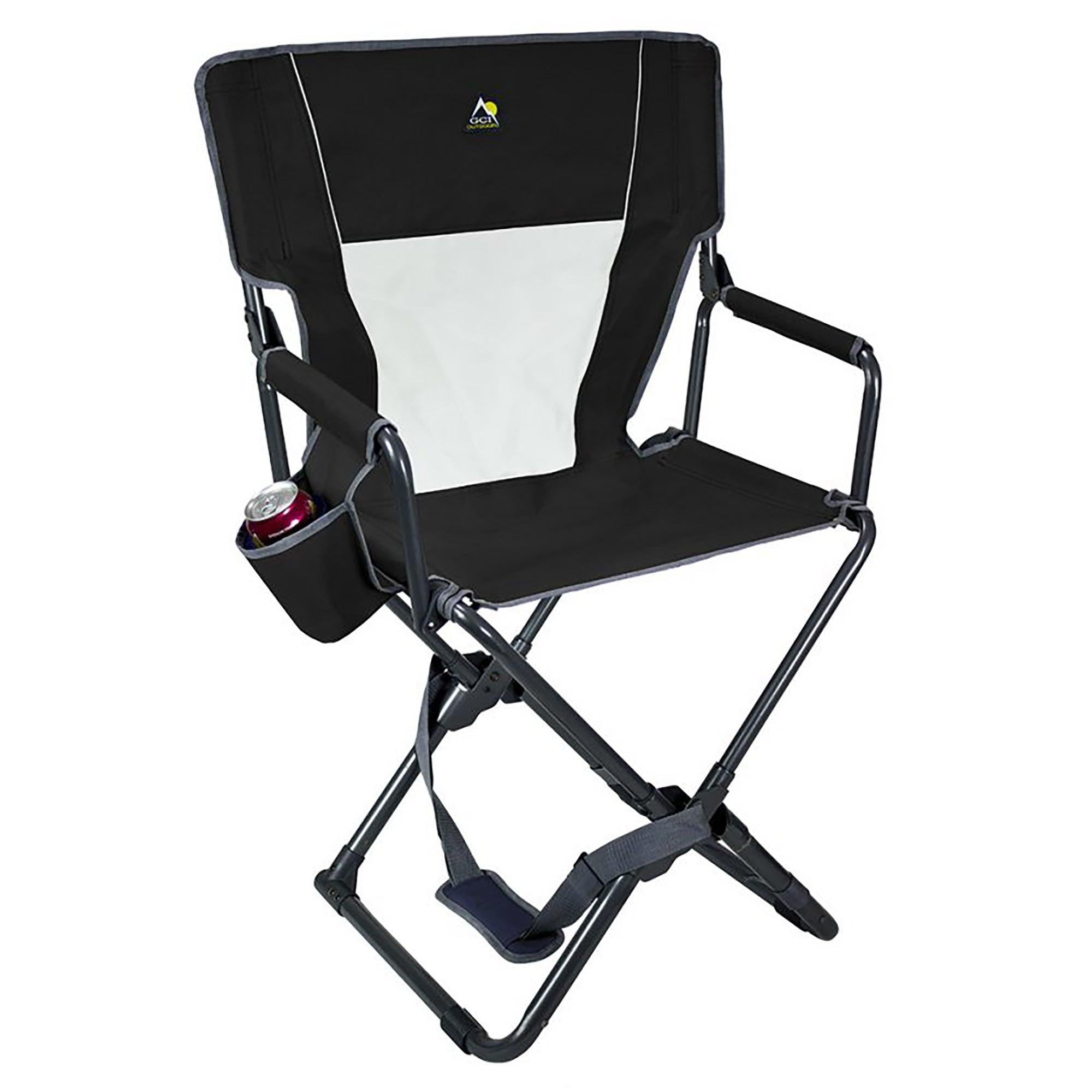 Ultra-Comfortable Xpress Director's Chair - Camp Rocker Chair for Fishing & Beach Trips - Black