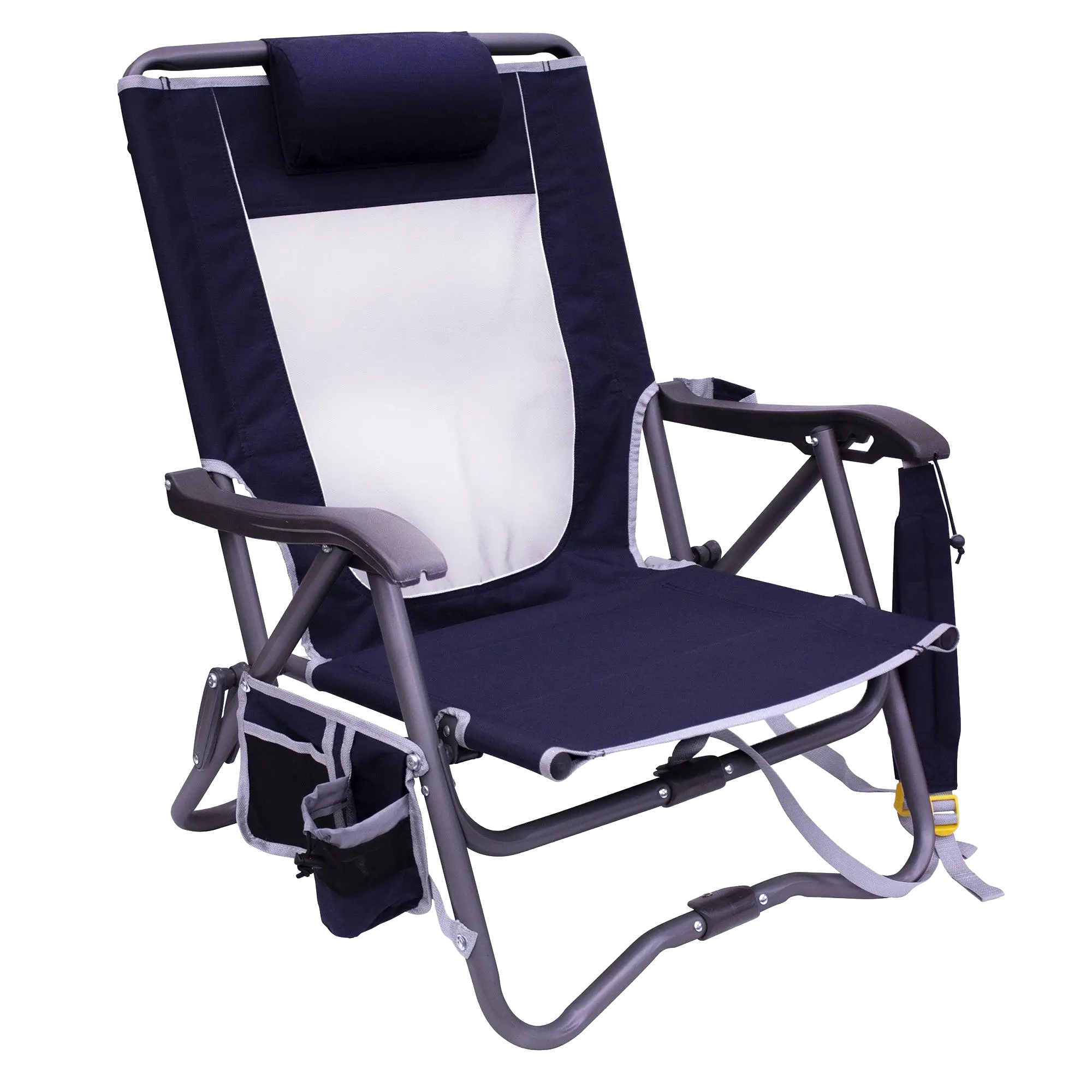 Premium All-Weather Bi-Fold Slim Event Chair - Folding Rocking Chair - Perfect for Tailgating - Indigo