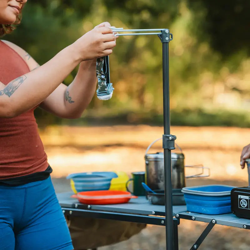 Heavy Duty Master Cook Station - Folding Camping Table with Storage Shelves Detail
