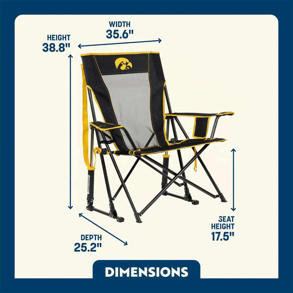 Ultra-Comfortable Comfort Pro Rocker - Iowa Hawkeyes - Camp Rocker Chair for Fishing & Beach Trips Detail