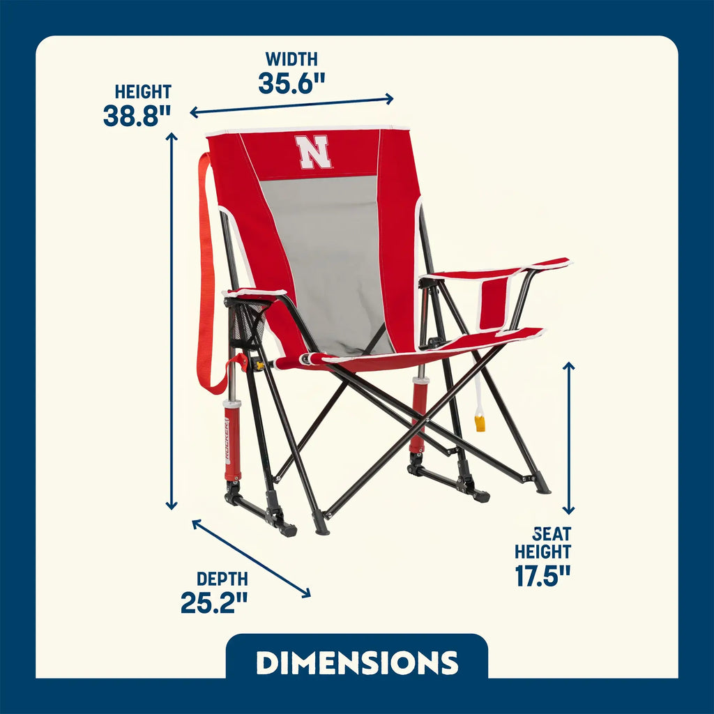 Foldable Comfort Pro Rocker - Nebraska Cornhuskers - Camp Rocker Chair for Fishing & Beach Trips Detail