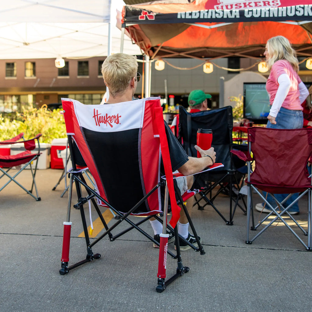 Foldable Comfort Pro Rocker - Nebraska Cornhuskers - Camp Rocker Chair for Fishing & Beach Trips Detail