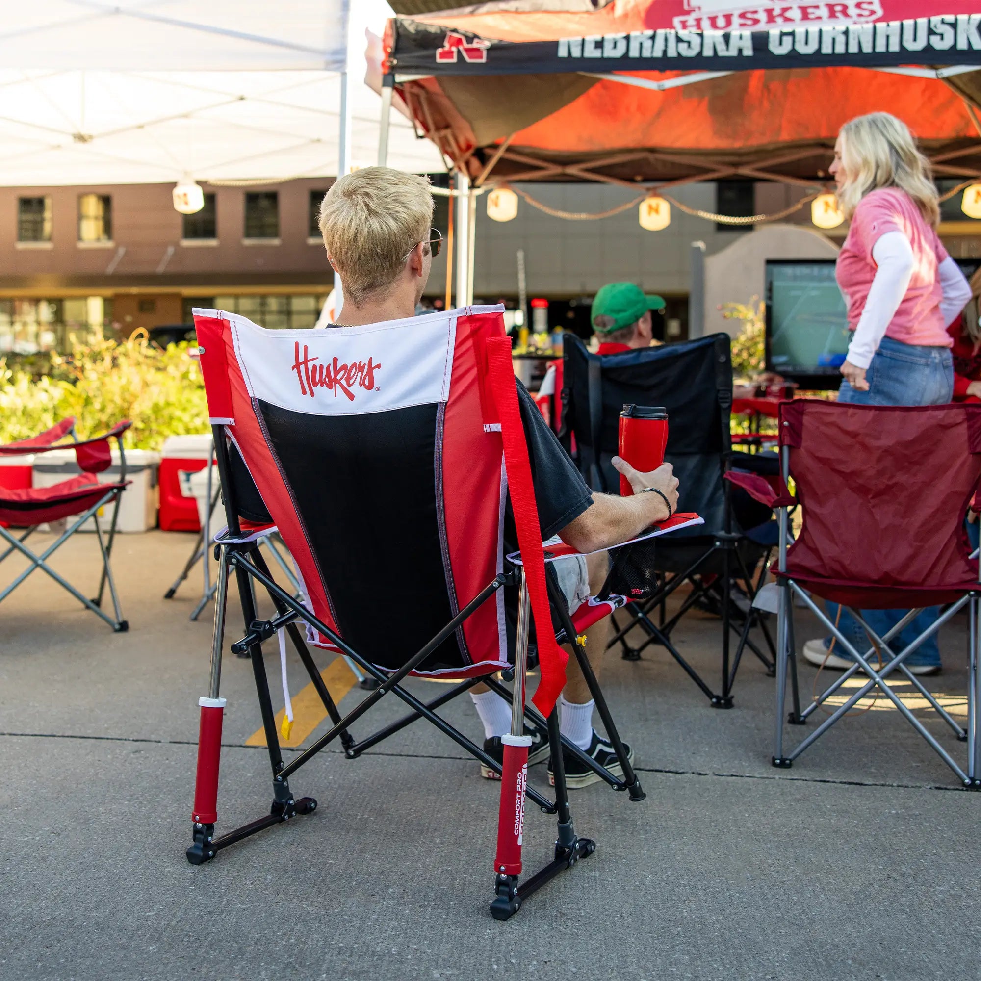 Foldable Comfort Pro Rocker - Nebraska Cornhuskers - Camp Rocker Chair for Fishing & Beach Trips Detail