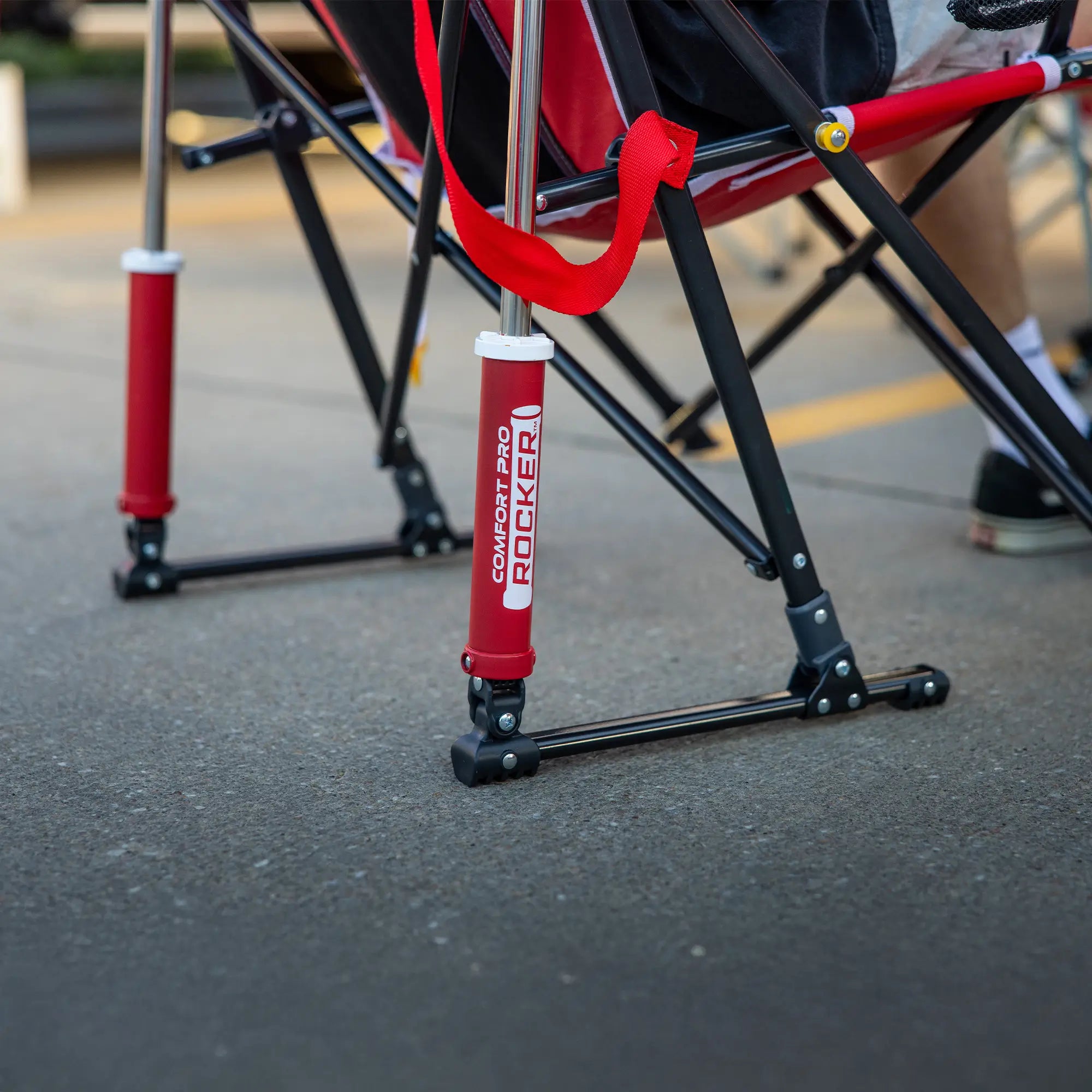 Foldable Comfort Pro Rocker - Nebraska Cornhuskers - Camp Rocker Chair for Fishing & Beach Trips Detail
