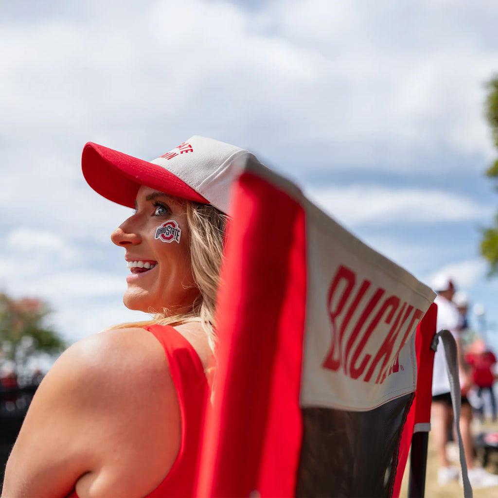 Ultra-Comfortable Comfort Pro Rocker - Ohio State Buckeyes - Folding Rocking Chair - Perfect for Tailgating Detail