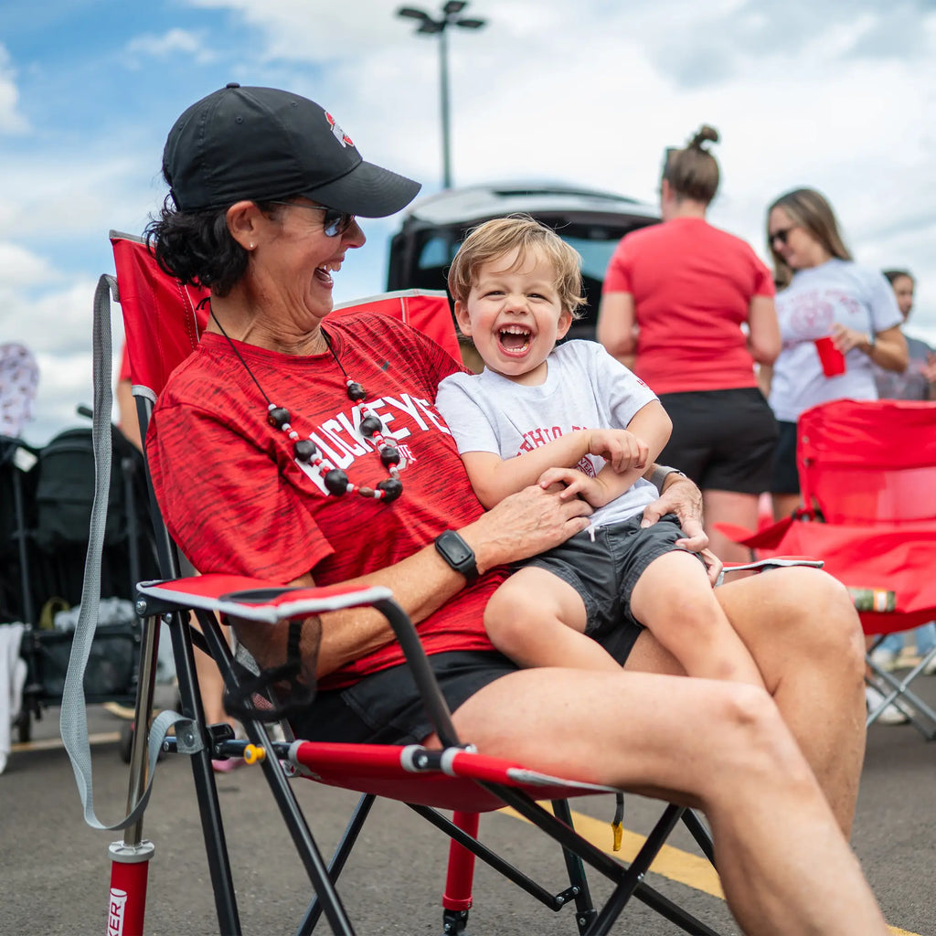 Ultra-Comfortable Comfort Pro Rocker - Ohio State Buckeyes - Folding Rocking Chair - Perfect for Tailgating Detail
