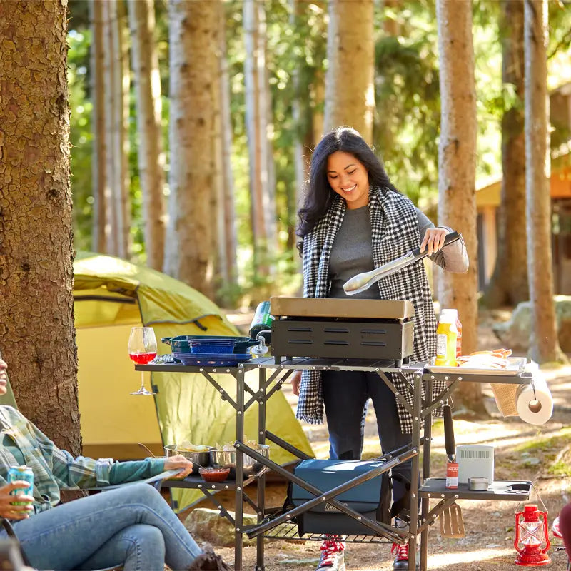 Compact Slim-Fold Cook Station - Portable Camp Kitchen Table Counter Detail