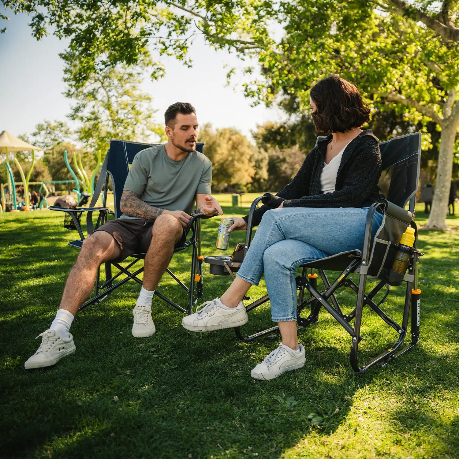 Ultra-Comfortable Stowaway Rocker with Side Table - Camp Rocker Chair for Fishing & Beach Trips Detail