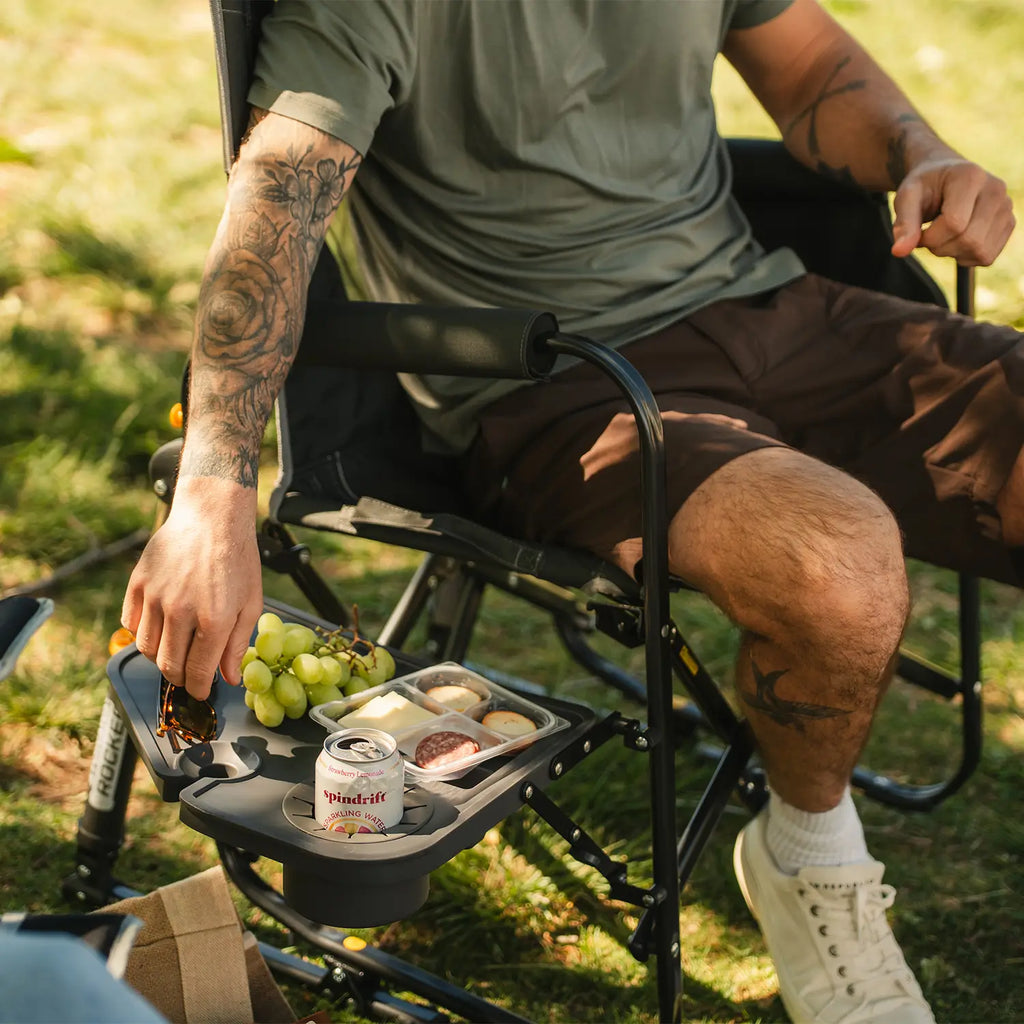 Ultra-Comfortable Stowaway Rocker with Side Table - Camp Rocker Chair for Fishing & Beach Trips Detail