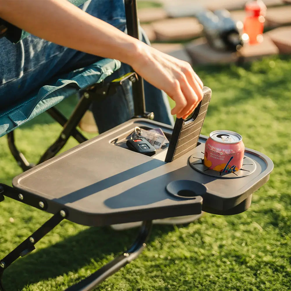 Ultra-Comfortable Stowaway Rocker with Side Table - Camp Rocker Chair for Fishing & Beach Trips Detail