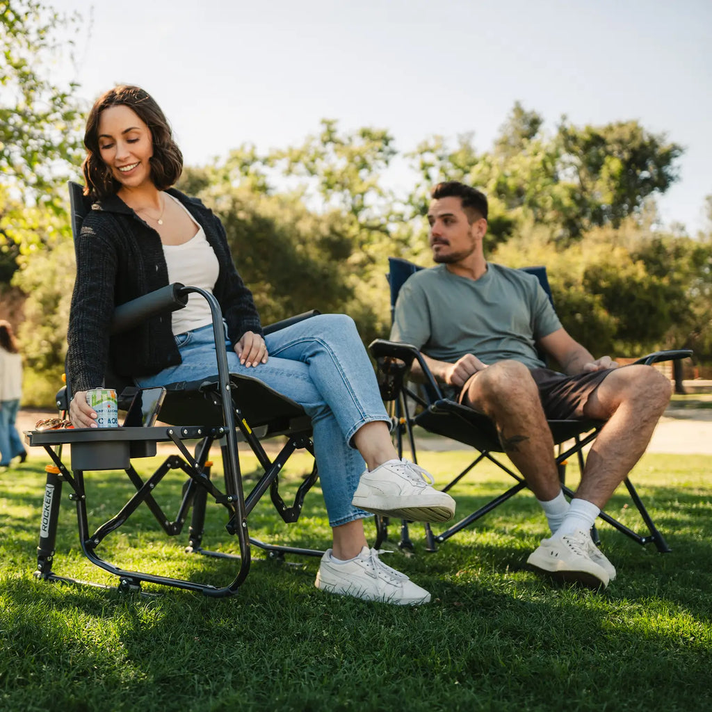 Ultra-Comfortable Stowaway Rocker with Side Table - Camp Rocker Chair for Fishing & Beach Trips Detail
