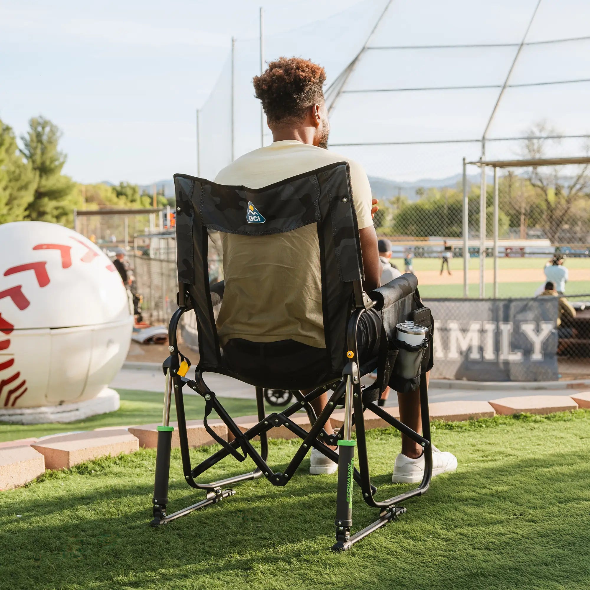 Premium All-Weather Stowaway Rocker - Folding Rocking Chair - Perfect for Tailgating Detail