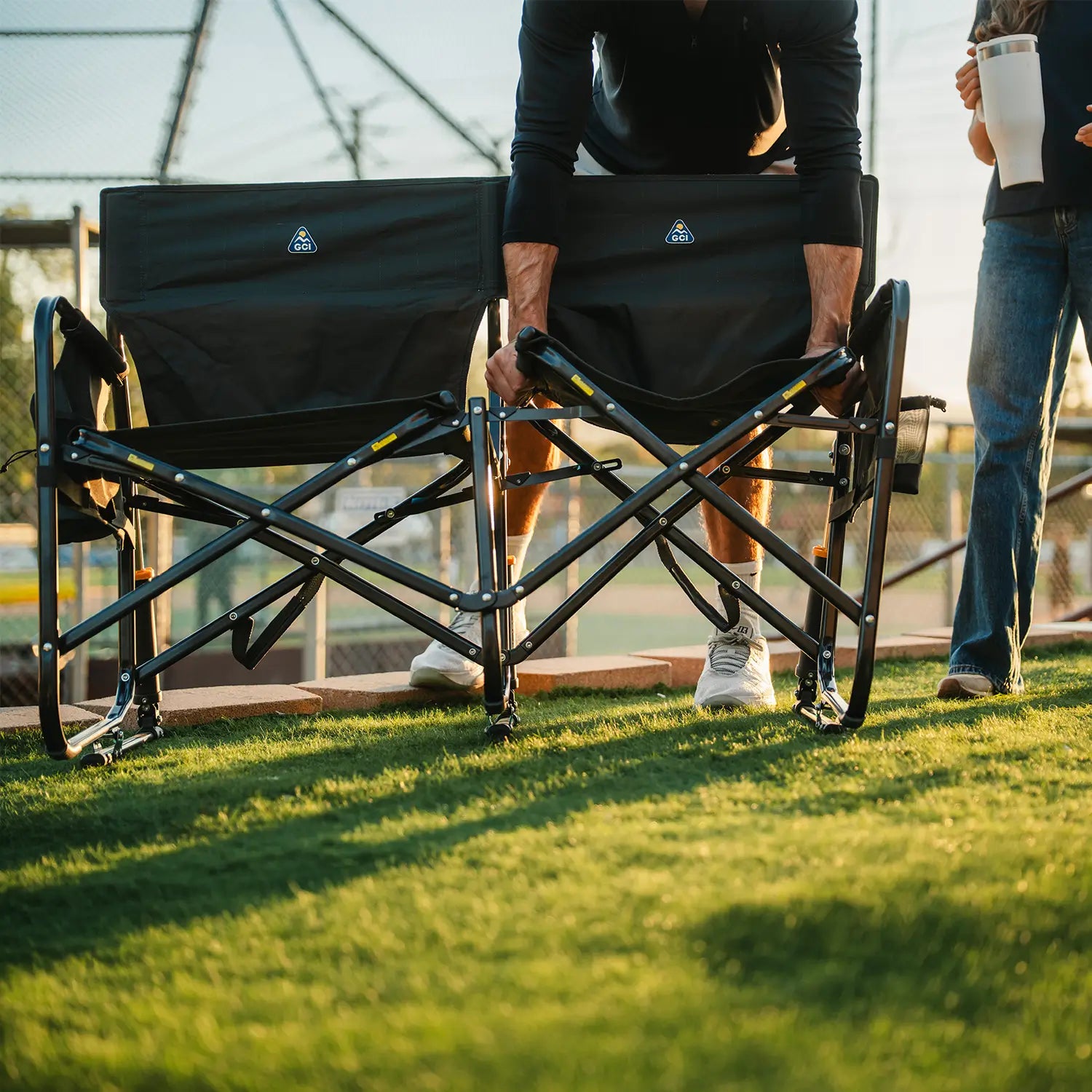 Ultra-Comfortable Tandem Rocker - Camp Rocker Chair for Fishing & Beach Trips Detail