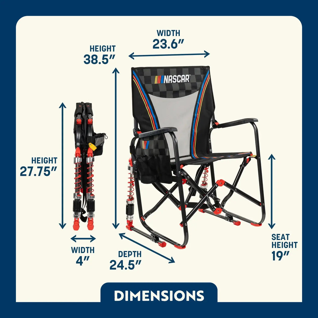 Premium All-Weather Adjustable Rocker - NASCAR - Outdoor Rocking Chairs with Dynamic Comfort Edge Detail