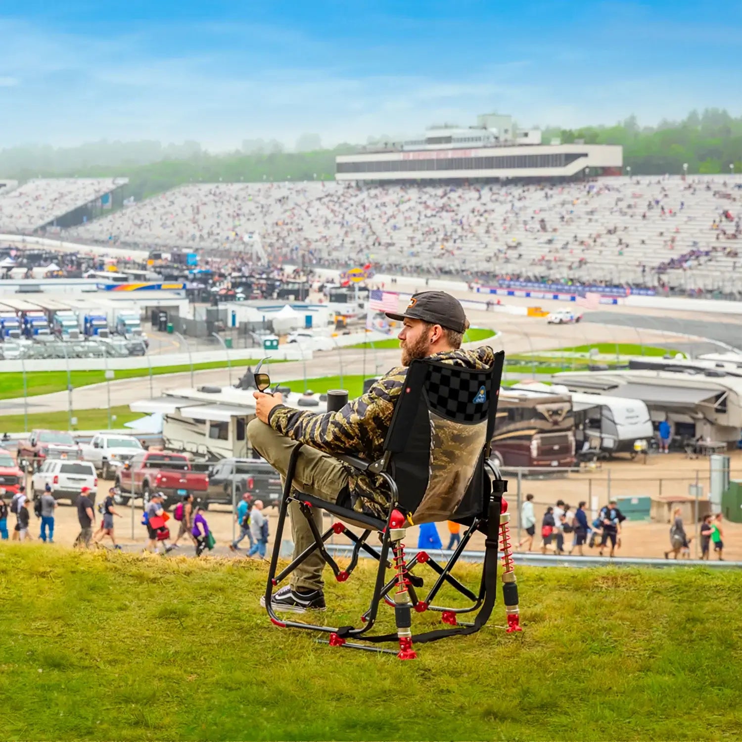 Premium All-Weather Adjustable Rocker - NASCAR - Outdoor Rocking Chairs with Dynamic Comfort Edge Detail