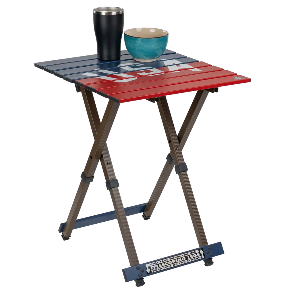Portable Outdoor Compact Camp Table 20 - USA Anniversary Deluxe - Outdoor Cook Station for Tailgating & BBQ Detail